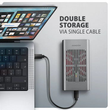 AXAGON USB-C 20Gbps Dual M.2 NVMe SSD CLONE MASTER Enclosure | EEM2-20GD