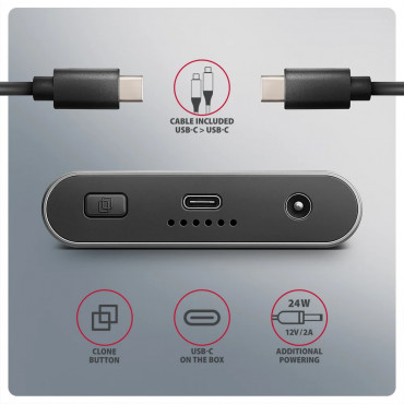 AXAGON USB-C 20Gbps Dual M.2 NVMe SSD CLONE MASTER Enclosure | EEM2-20GD