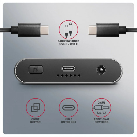 AXAGON USB-C 20Gbps Dual M.2 NVMe SSD CLONE MASTER Enclosure | EEM2-20GD