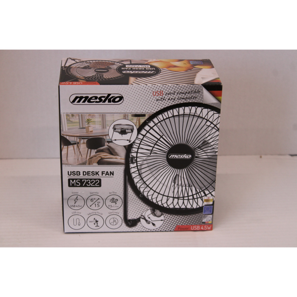 SALE OUT. Mesko Fan | MS 7322 | Desk Fan USB | 4.5 W | Diameter 15 cm | Number of speeds 1 | Oscillation | Black | DAMAGED PACKA