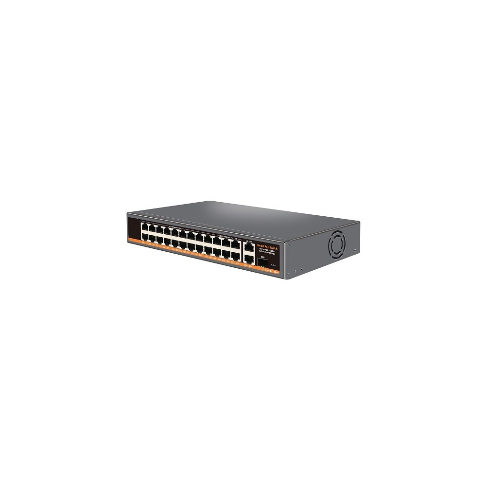 PoE šakotuvas 100Mbps 18portų +1000Mbps 6 portų + 2G uplink + 1G SFP