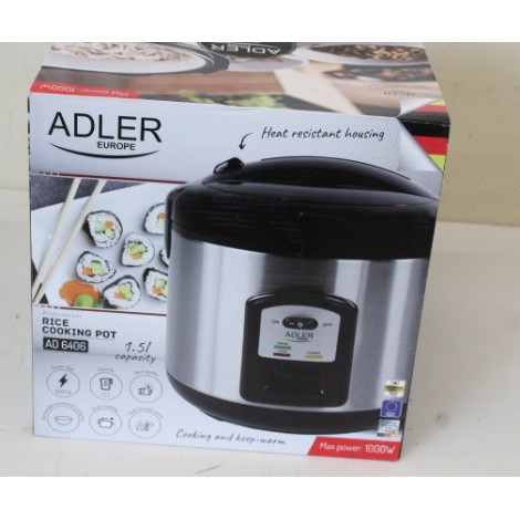 SALE OUT. Adler | AD 6406 | 1000 W | Black, Stainless steel | DAMAGED PACKAGING, SCRATCHES ON TOP