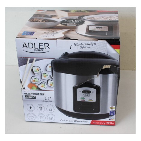 SALE OUT. Adler | AD 6406 | 1000 W | Black, Stainless steel | DAMAGED PACKAGING, SCRATCHES ON TOP