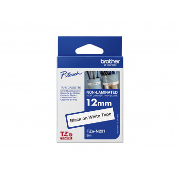 Brother TZe-N231 Labelling Tape Cassette Black on White, 12mm wide, 8m long Brother