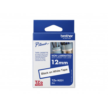 Brother TZe-N231 Labelling Tape Cassette Black on White, 12mm wide, 8m long Brother