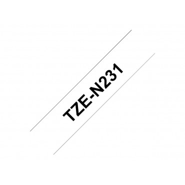 Brother TZe-N231 Labelling Tape Cassette Black on White, 12mm wide, 8m long Brother