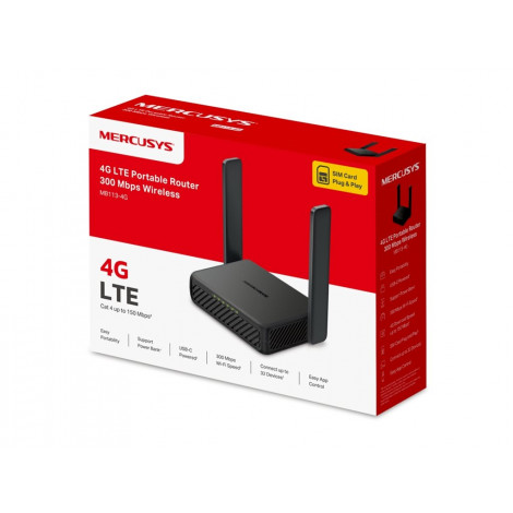 Mercusys MB113-4G | Wireless 4G LTE Portable Router | 802.11n | Ethernet LAN (RJ-45) ports 2 | 300 Mbit/s | Mesh Support No | MU