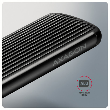 AXAGON USB-C 10Gbps M.2 NVMe SSD Enclosure, Screwless, RIBBED Aluminum | EEM2-SC