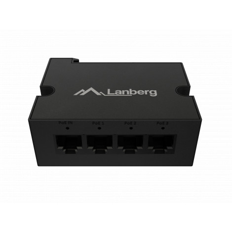 Lanberg Switch PoE Extender 1xIn 3xOut Fast Ethernet Din Rail at 30W metal clips | DIN-FE4-AT-30W