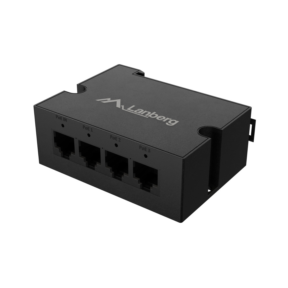 Lanberg Switch PoE Extender 1xIn 3xOut Gigabit Ethernet Din Rail BT 90W metal clips | DIN-GE4-BT-90W