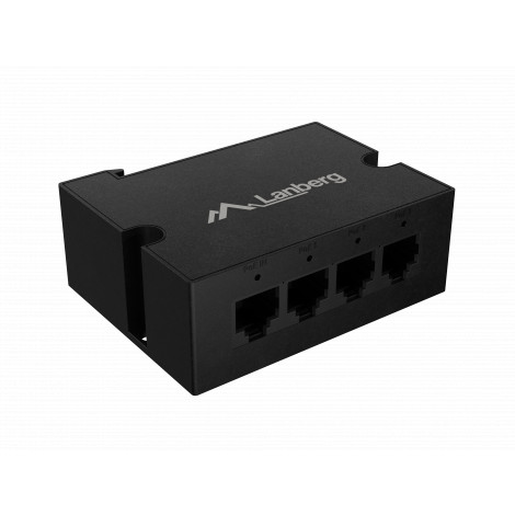 Lanberg Switch PoE Extender 1xIn 3xOut Gigabit Ethernet Din Rail BT 90W metal clips | DIN-GE4-BT-90W