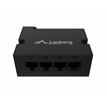 Lanberg Switch PoE Extender 1xIn 3xOut Gigabit Ethernet Din Rail BT 90W metal clips | DIN-GE4-BT-90W