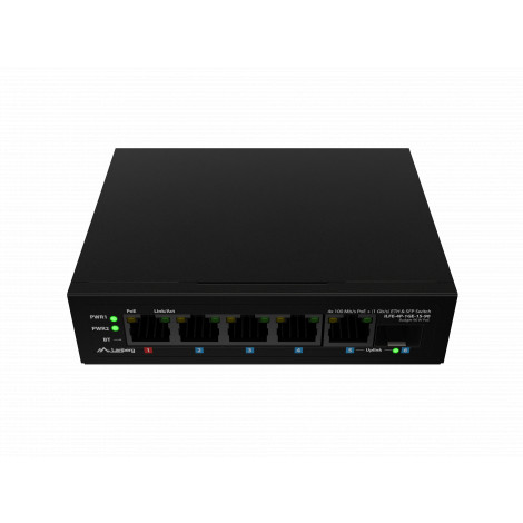 Lanberg Switch PoE 1xBT 3xAT SFP/ETH Din Unmanagment Fast Ethernet | ILFE-4P-1GE-1S-90