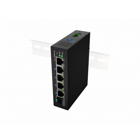 Lanberg Switch PoE 1xBT 3xAT SFP/ETH Din Unmanagment Fast Ethernet | ILFE-4P-1GE-1S-90