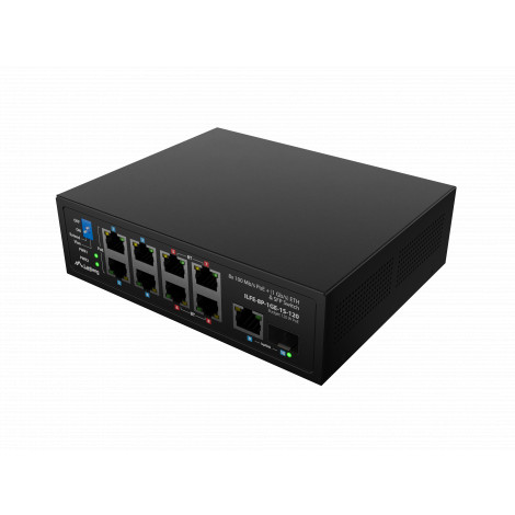 Lanberg Switch PoE 4xBT 4xAT SFP/ETH Din Unmanagment Fast Ethernet | ILFE-8P-1GE-1S-120 | Unmanaged | Din rail, Rack