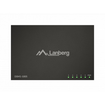 Lanberg Switch 5x1GB/s Unmanagment Gigabit Ethernet Desktop 12V metal case | DSM1-1005 | Unmanaged | Desktop