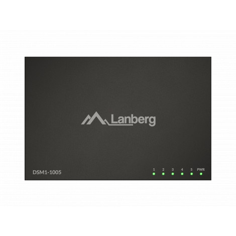 Lanberg Switch 5x1GB/s Unmanagment Gigabit Ethernet Desktop 12V metal case | DSM1-1005 | Unmanaged | Desktop