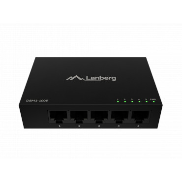 Lanberg Switch 5x1GB/s Unmanagment Gigabit Ethernet Desktop 12V metal case | DSM1-1005 | Unmanaged | Desktop
