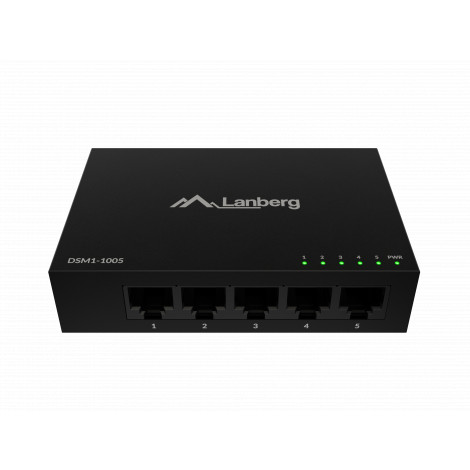 Lanberg Switch 5x1GB/s Unmanagment Gigabit Ethernet Desktop 12V metal case | DSM1-1005 | Unmanaged | Desktop