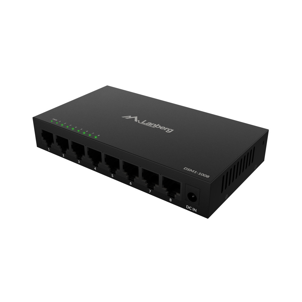 Lanberg Switch 8x1GB/s Unmanagment Gigabit Ethernet Desktop 12V metal case | DSM1-1008