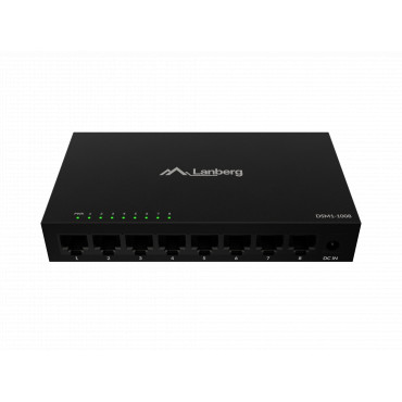 Lanberg Switch 8x1GB/s Unmanagment Gigabit Ethernet Desktop 12V metal case | DSM1-1008