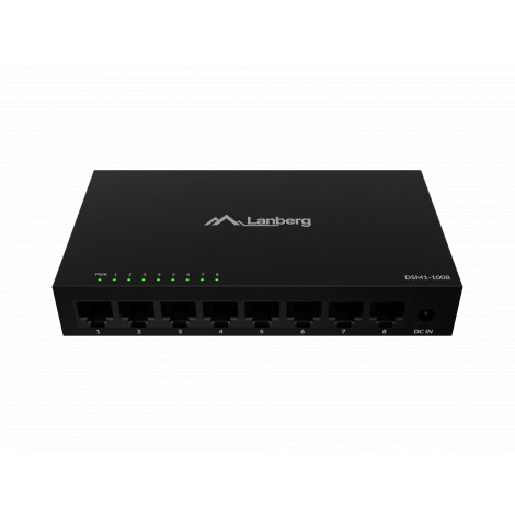 Lanberg Switch 8x1GB/s Unmanagment Gigabit Ethernet Desktop 12V metal case | DSM1-1008