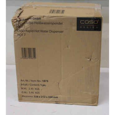 SALE OUT. Caso Turbo Hot Water Dispenser | Hot 7 | Water Dispenser | 2200-2600 W | 2.7 L | Plastic/Stainless Steel | Black/Stain