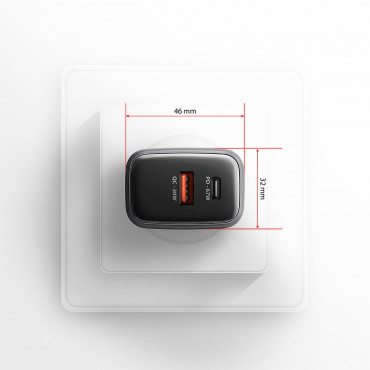 AXAGON Wall charger 67W, 2x port (USB-A + USB-C) PD3.0/PPS/QC4+/SFC 2.0/Apple | ACU-PQ67