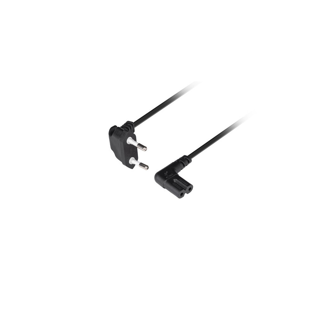 Lanberg CEE 7/16- IEC 320 C7 Euro (radio) power cord 3m angled VDE, black | Lanberg