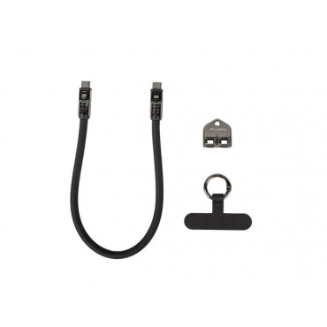 Lanberg USB-C M/M Lanyard/Keychain Cable, 0.3 m, 240 W | CA-CMCM-10LN-0003-BK