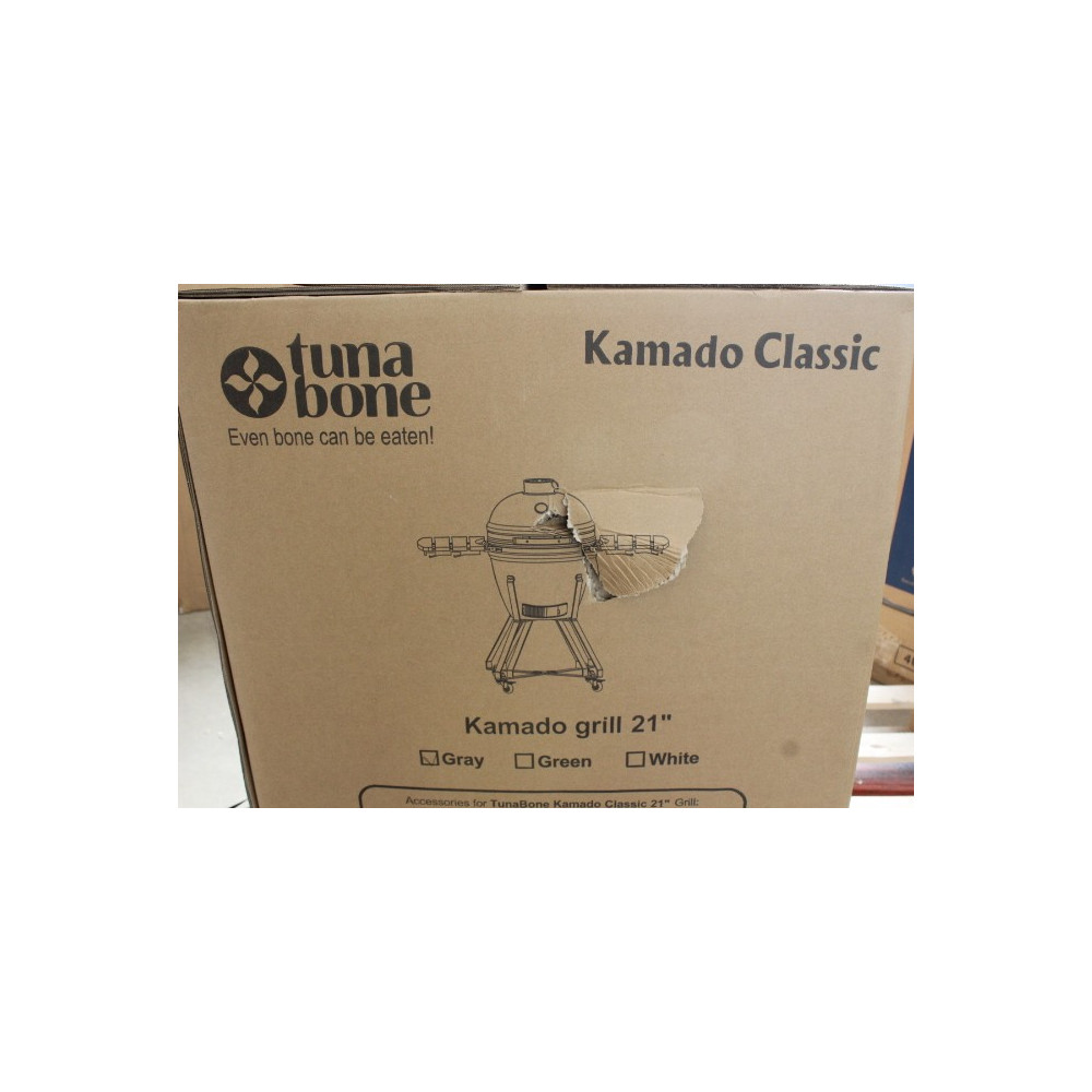 SALE OUT. TunaBone | Kamado classic 21" grill | Dark grey | DAMAGED PACKAGING AND DAMAGED BODY PAINT