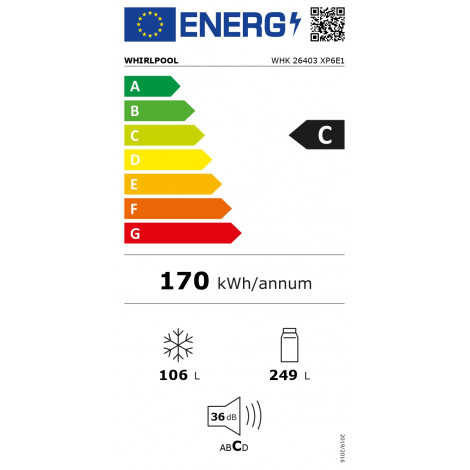 Whirlpool Refrigerator | WHK 26403 XP6E1 | Energy efficiency class C | Free standing | Combi | Height 203.5 cm | No Frost system