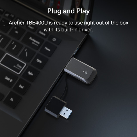 TP-LINK BE6500 Tri-Band Wi-Fi 7 Mini Wireless USB Adapter | Archer TBE400U | 2.4 GHz, 5 GHz, 6 GHz | 802.11ax | MU-MiMO No | no 