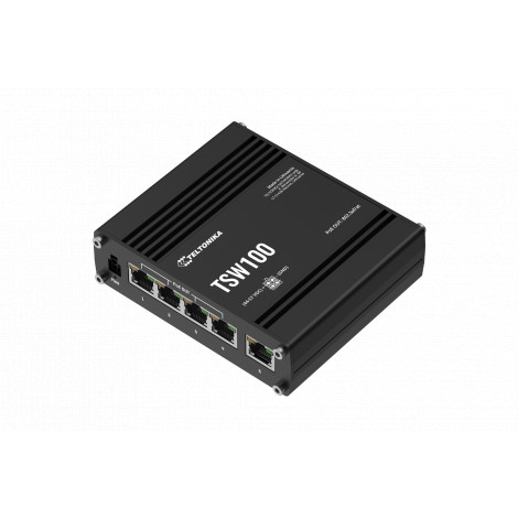 Teltonika Ethernet Switch 5x1GbE, POE af/at (TSW100010040) | TSW100 | Unmanaged | Wall-mountable