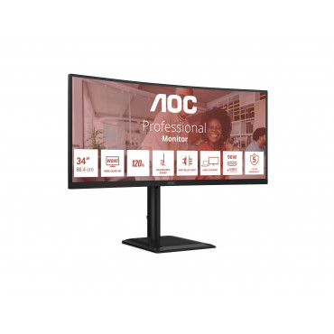AOC CU34E4CV | 34 " | VA | 21:9 | 120 Hz | 4 ms | 3440 x 1440 pixels | HDMI ports quantity 2 | Black