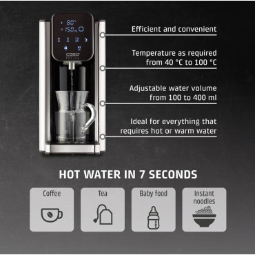 Caso HW 666 Inox | Turbo Hot Water Dispenser | Electric | 2200-2600 W | 2.7 L | Plastic/Stainless Steel | Stainless steel/Black