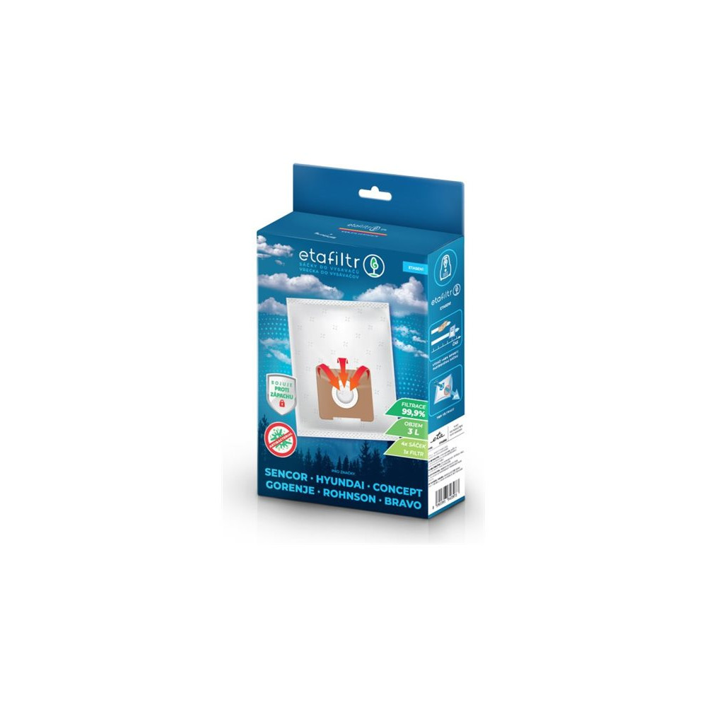 ETA Dust bags for vacuum cleaners Concept, ECG, Gorenje, Hyundai, Rohnson, Samsung, Sencor, Tesla and others | ETASEN1 | 4 pc(s)