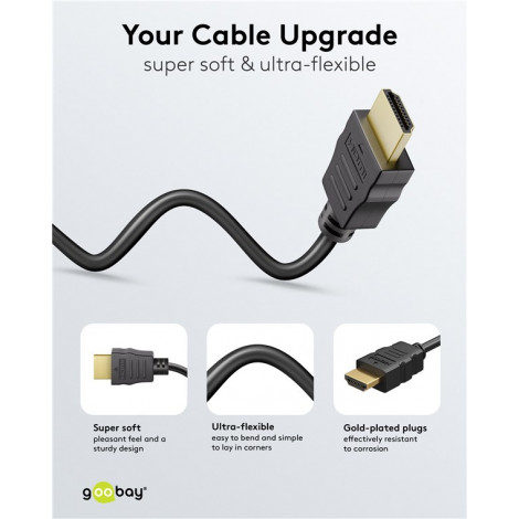 Goobay 80102 HDMI High Speed Cable with Ethernet | Soft | 1.5 m