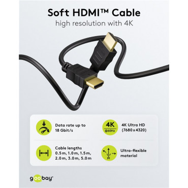 Goobay HDMI High Speed Cable with Ethernet | Soft | 0.5 m