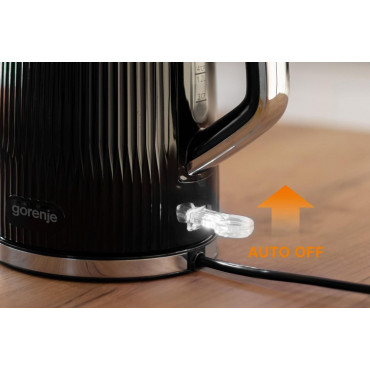 Gorenje K17DPB | Kettle | Electric | 1.7 L | 2200 W | Plastic/Stainless steel | 360 rotational base | Black
