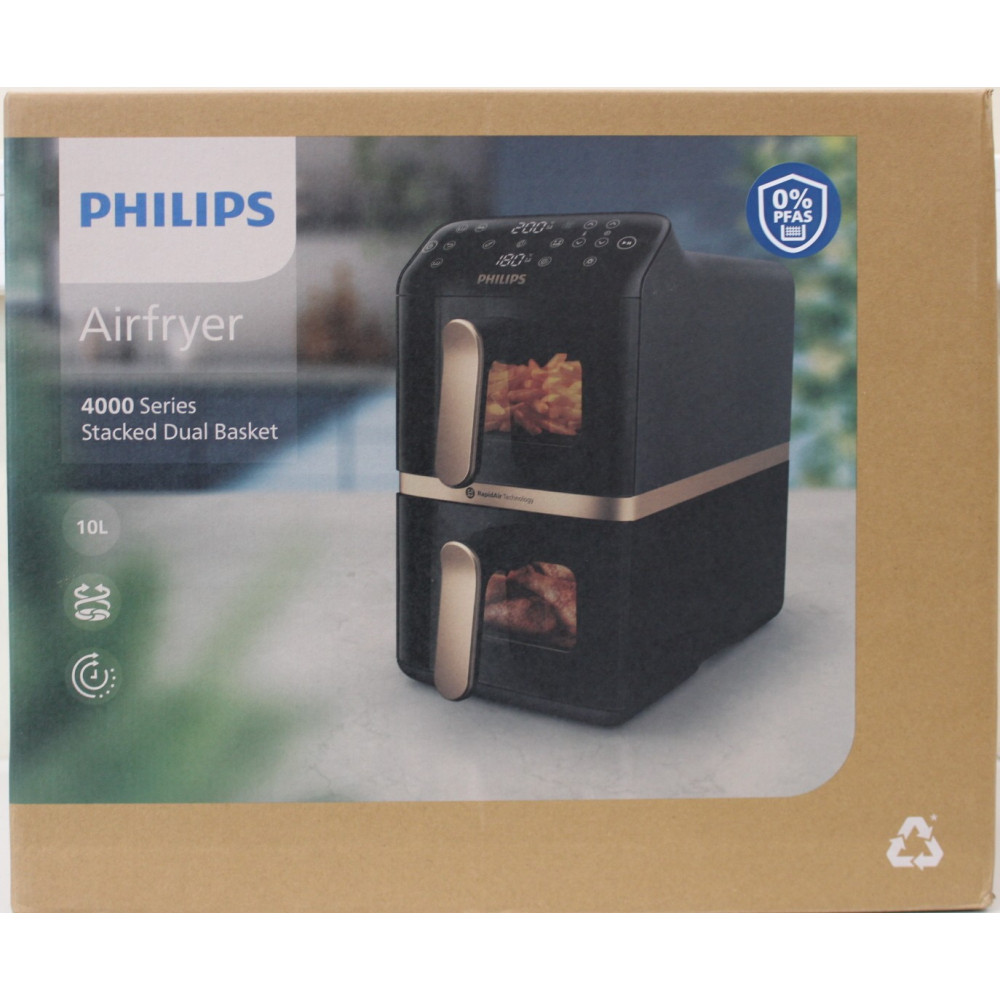 SALE OUT. Philips NA462/70 Dual Basket Airfryer 4000 Series, 10 L, Black/Copper | SALE OUT. Philips Dual Basket Airfryer | NA462