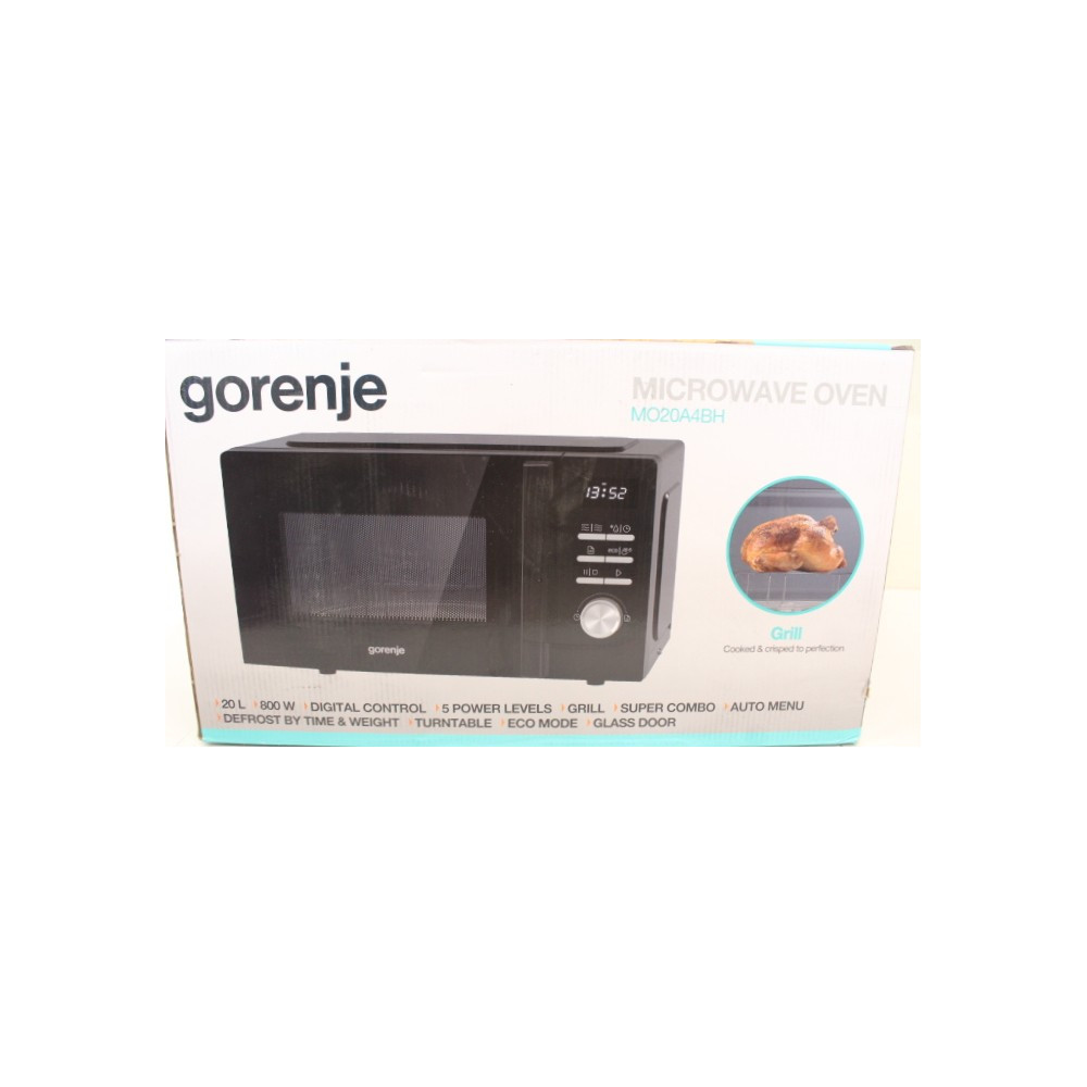 SALE OUT. | Gorenje Microwave Oven | MO20A4BH | Free standing | 800 W | 20 L | Grill | Black | DAMAGED PACKAGING AND ITEM RIGHT 