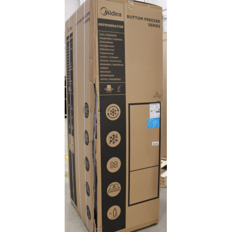 SALE OUT. Midea MDRB548MME46 Refrigerator, E, Freestanding, Combi, Height 186 cm, Fridge net 271L, Freezer net 130L, Grey | Mide