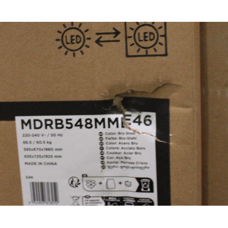 SALE OUT. Midea MDRB548MME46 Refrigerator, E, Freestanding, Combi, Height 186 cm, Fridge net 271L, Freezer net 130L, Grey | Mide