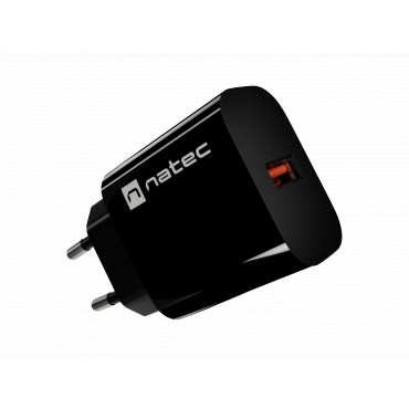 Natec Ribera USB Charger 1X USB-A 18W, Black