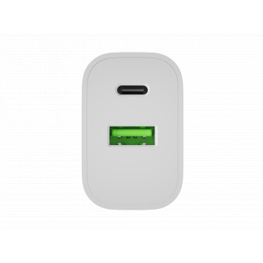 Natec Ribera USB Charger 1X USB-A + 1X USB-C 20W, White