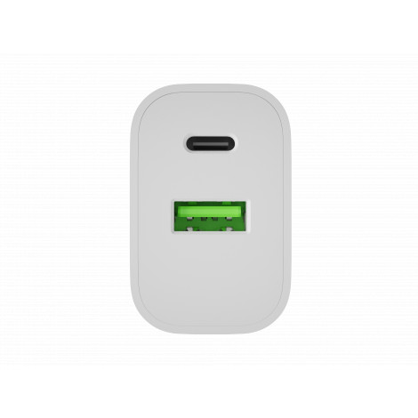 Natec Ribera USB Charger 1X USB-A + 1X USB-C 20W, White
