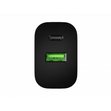 Natec Ribera USB Charger 1X USB-A + 1X USB-C 20W, Black