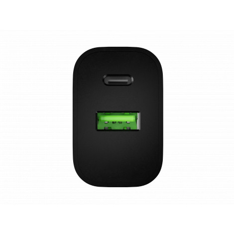 Natec Ribera USB Charger 1X USB-A + 1X USB-C 20W, Black