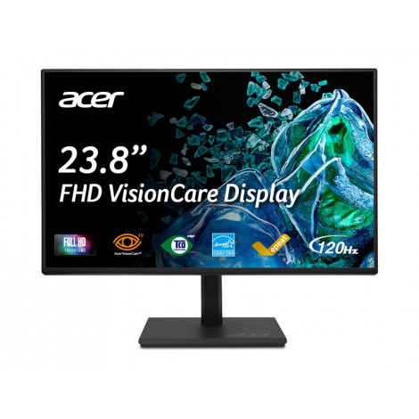 Acer Vero B247Y Series Monitor 60cm 23.8'' FHD ZeroFrame IPS 120Hz 16:9 4ms(GTG) 250nits VGA HDMI DP MM Audio In/Out AdaptiveSyn